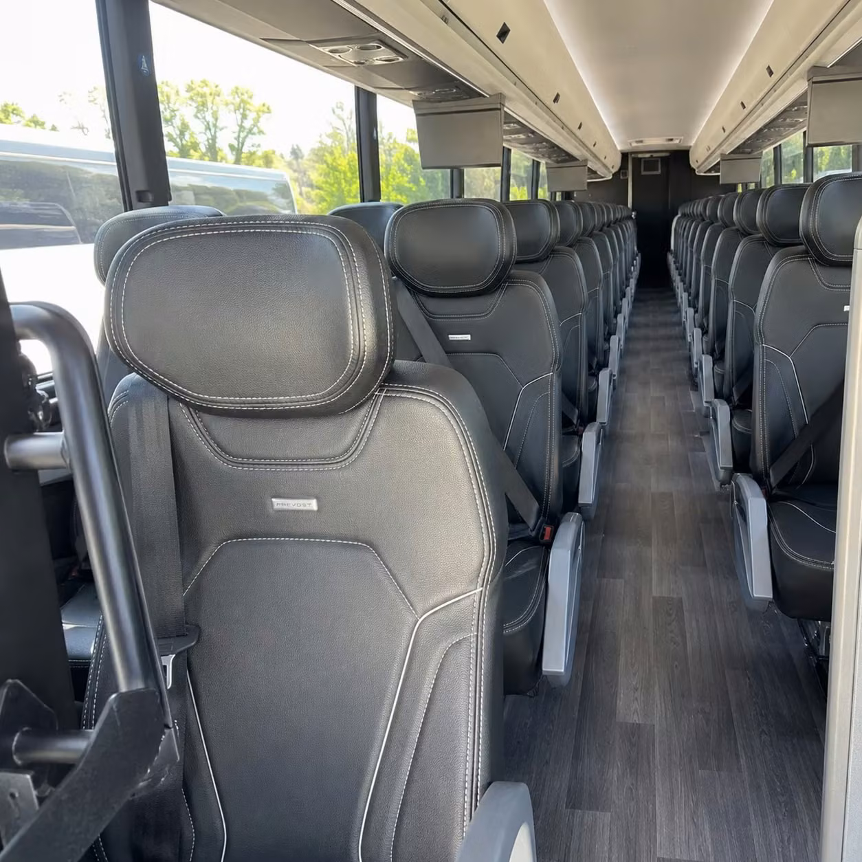 56 passenger charter bus inside